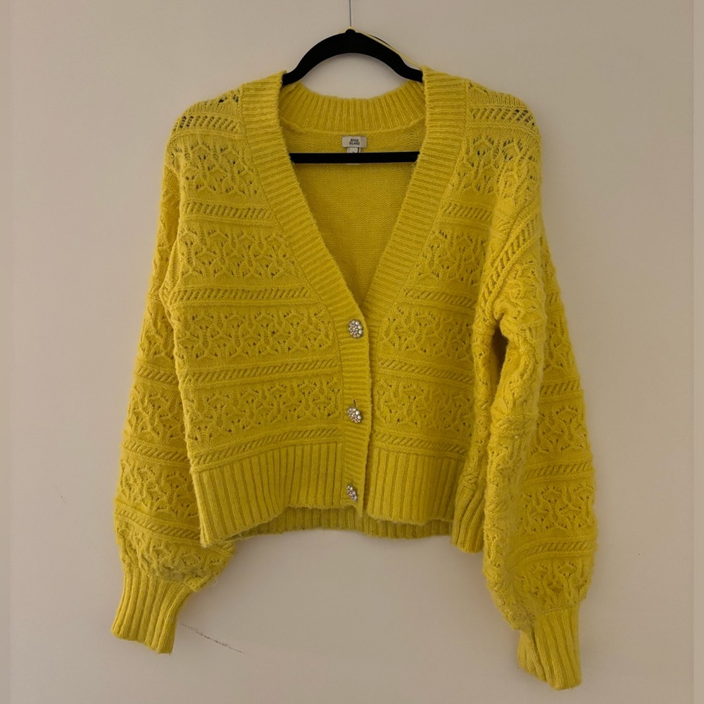 RIVER ISLAND - Cozy chunky yellow knit cardigan